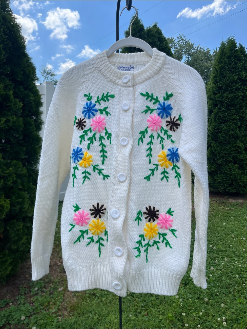 Floral Embroidered Women's Sweater Vintage